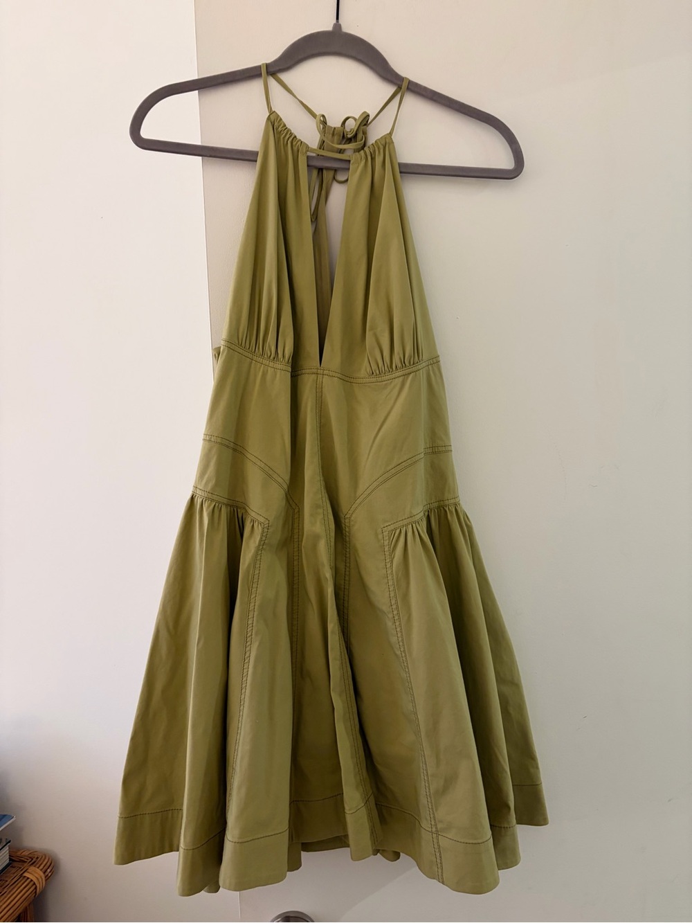 Anthropologie Olive Green Halter Dress